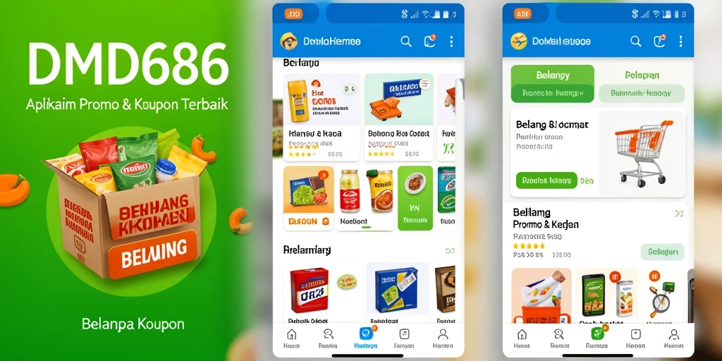 Antarmuka DMD686 menampilkan kupon dan promo terkini untuk belanja hemat.