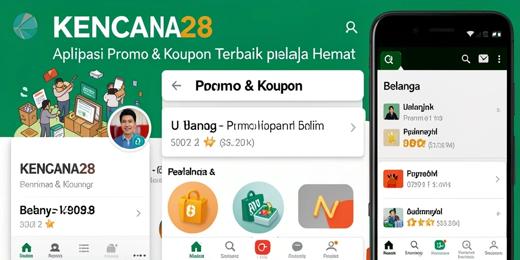 Antarmuka KENCANA28 menampilkan berbagai kupon dan promo menarik untuk pengguna.